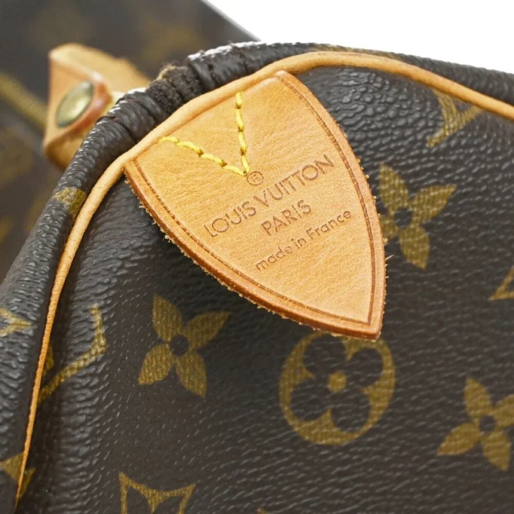LOUIS VUITTON Speedy 35 Travel Hand Bag Monogram Leather Brown